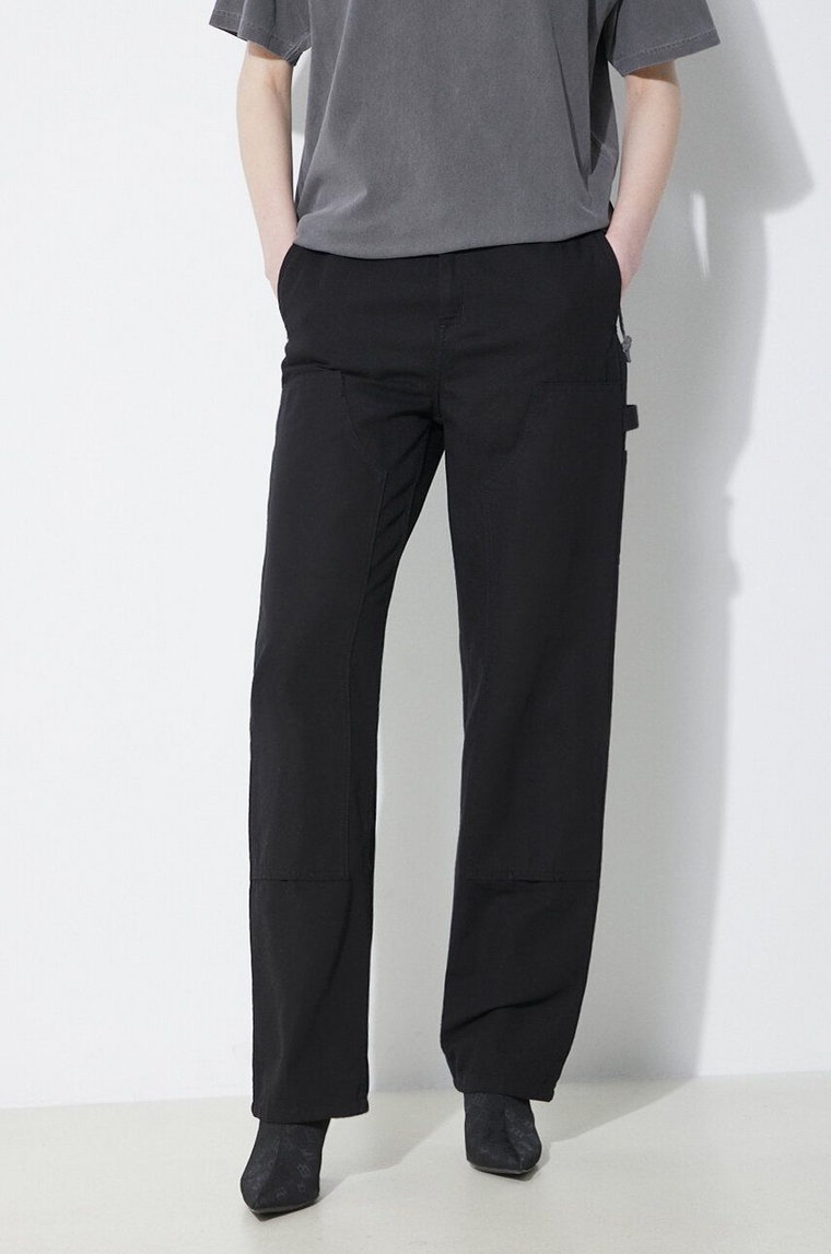 Carhartt WIP spodnie Pierce Double Knee Pant damskie kolor czarny szerokie high waist I033139.8902