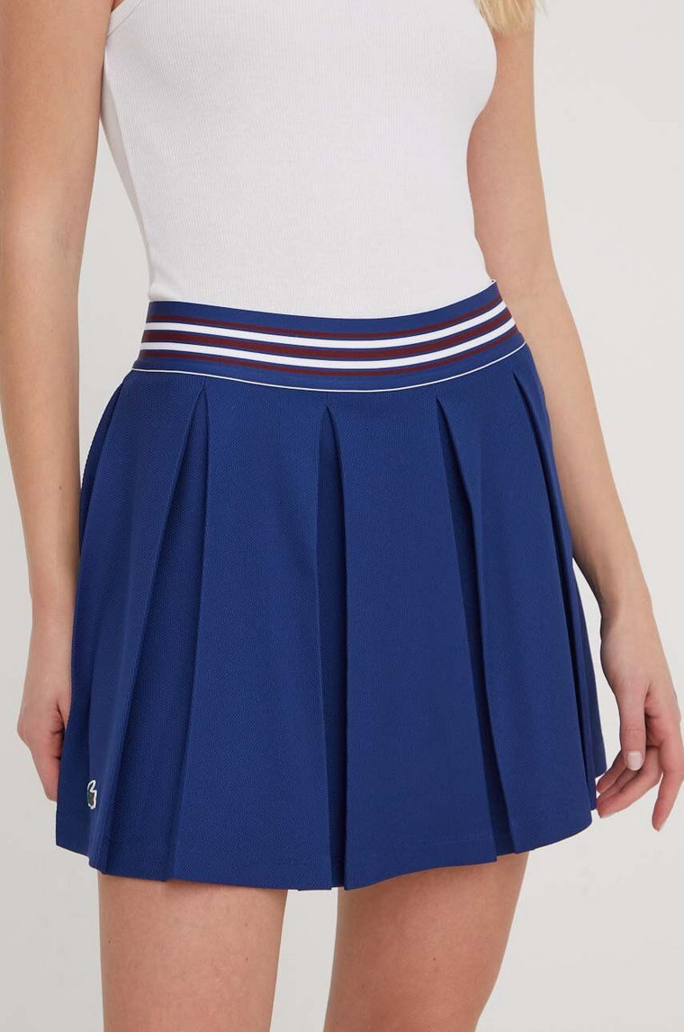 Lacoste spódnica kolor niebieski mini rozkloszowana