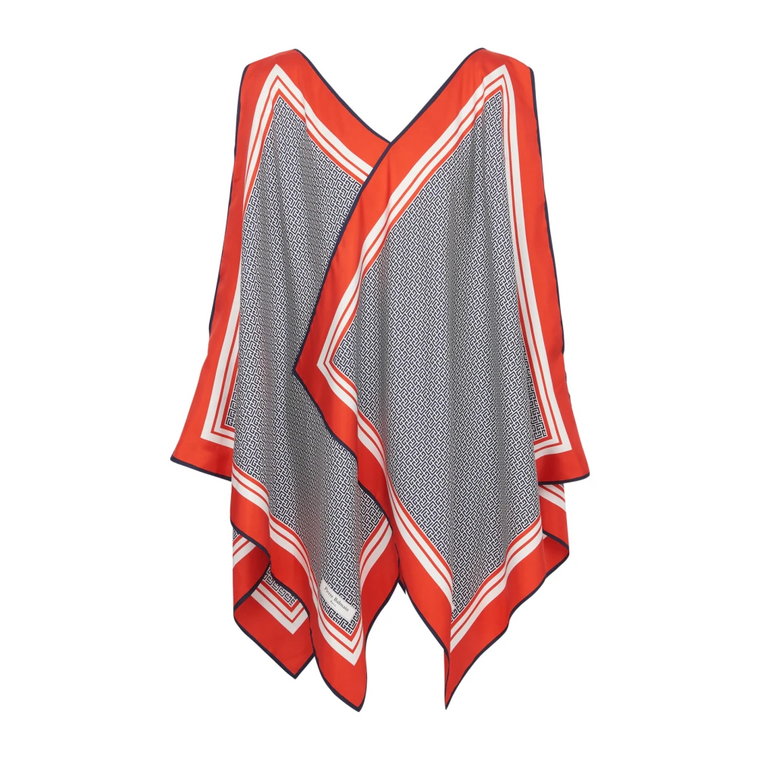 Asymetryczna tunika sukienka z monogramem i szalikiem Balmain