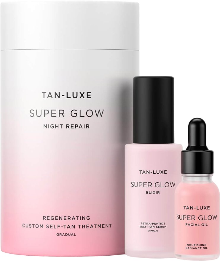 Zestaw do pielęgnacji twarzy Tan-Luxe Super Glow Night Repair Eliksir do twarzy 30 ml + Olejek do twarzy 15 ml (5060489790743). Zestawy do pielęgnacji twarzy