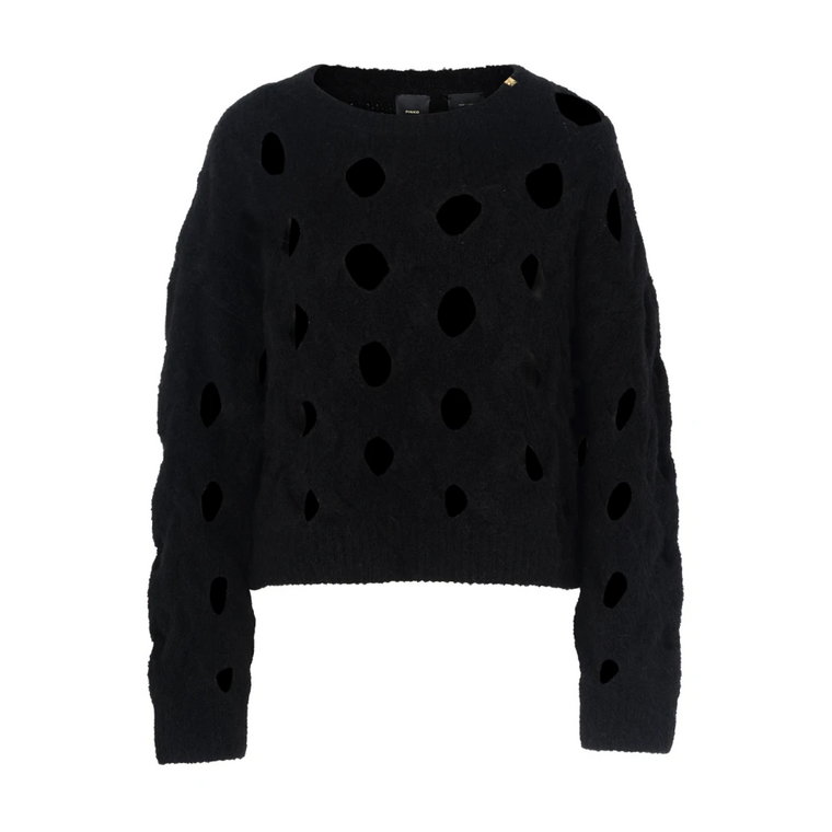 Czarny Sweter z Plisowanym Wzorem Pinko