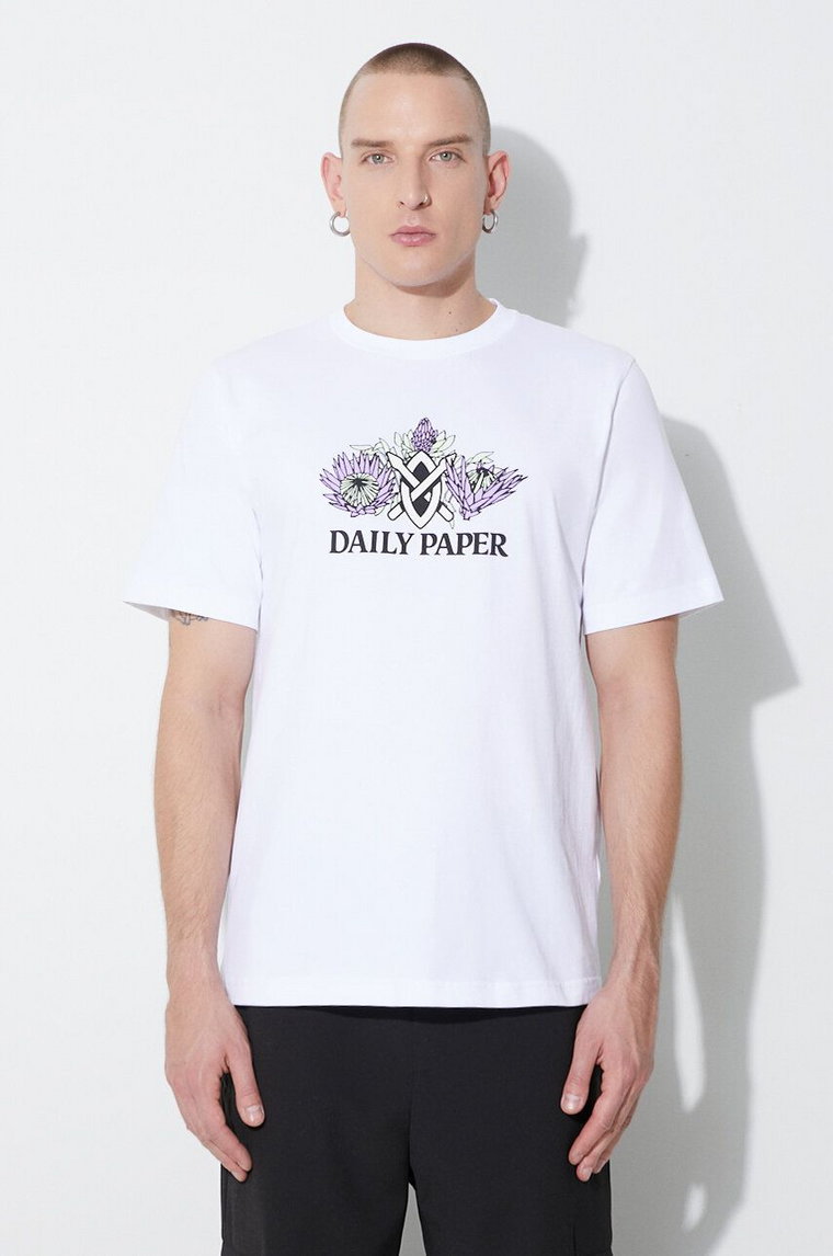Daily Paper t-shirt bawełniany Ratib męski kolor biały z nadrukiem 2321110