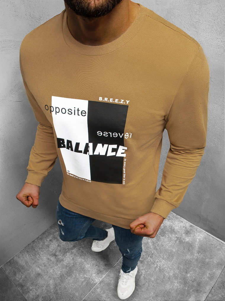 BLUZA MĘSKA CREWNECK BEŻOWA OZONEE B/21402023Z