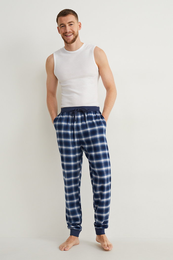 C&A Spodnie od piżamy-w kratę, Niebieski, Rozmiar: S