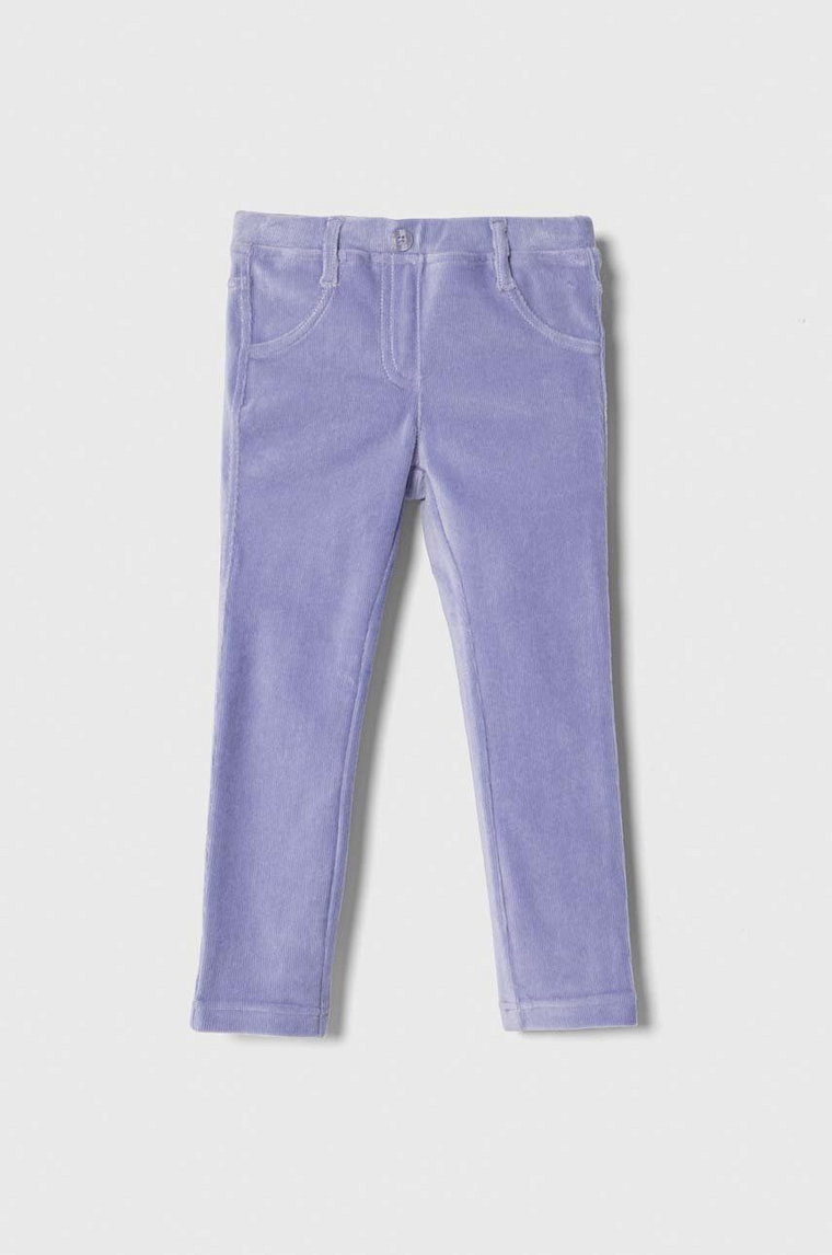 United Colors of Benetton spodnie dziecięce kolor fioletowy gładkie
