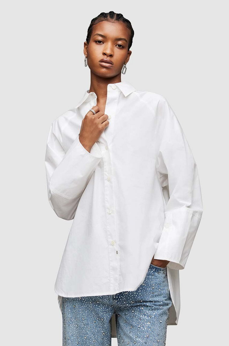 AllSaints koszula bawełniana Evie damska kolor biały relaxed z kołnierzykiem klasycznym