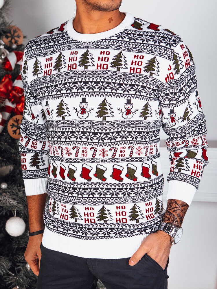 Sweter męski świąteczny biały Dstreet WX2166