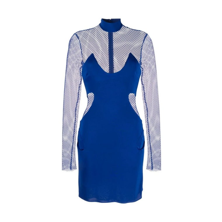 Kobaltowa Sukienka Mini z Wstawkami z Siateczki Tom Ford