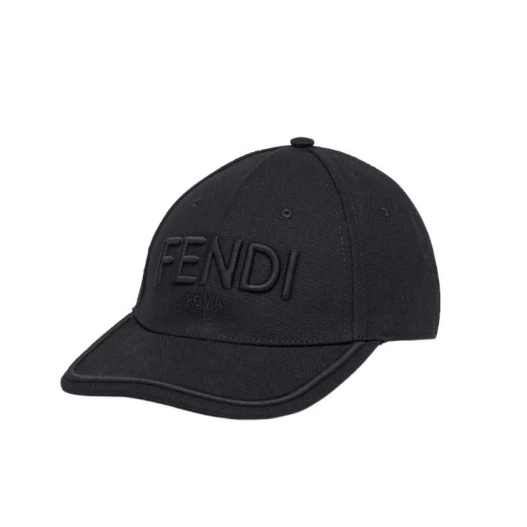 Czarna czapka baseballowa z pÅÃtna Fendi
