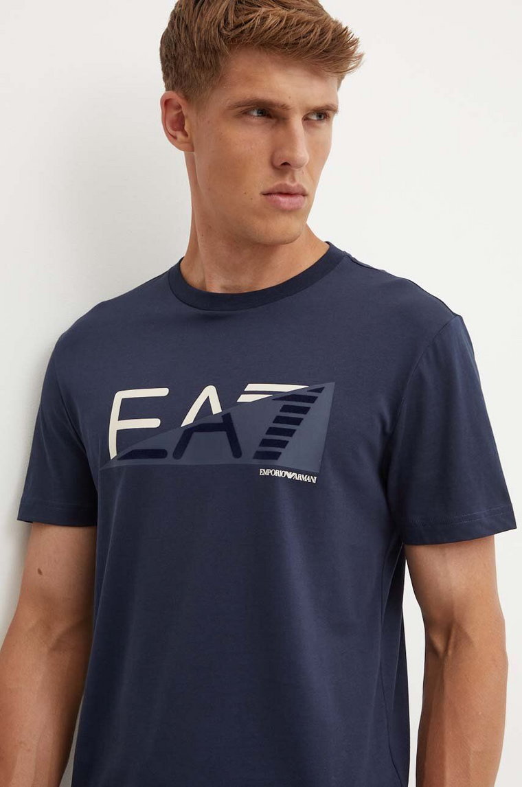 EA7 Emporio Armani t-shirt bawełniany męski kolor granatowy z nadrukiem AF11970.7M000002