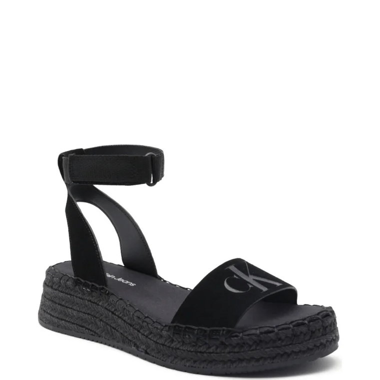 CALVIN KLEIN JEANS Sandały SPORTY WEDGE ROPE SU CON | z dodatkiem skóry