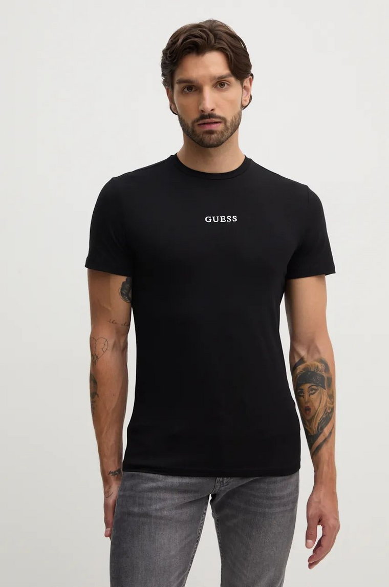 Guess t-shirt JOE męski kolor czarny z nadrukiem U4BM11.K6YW1