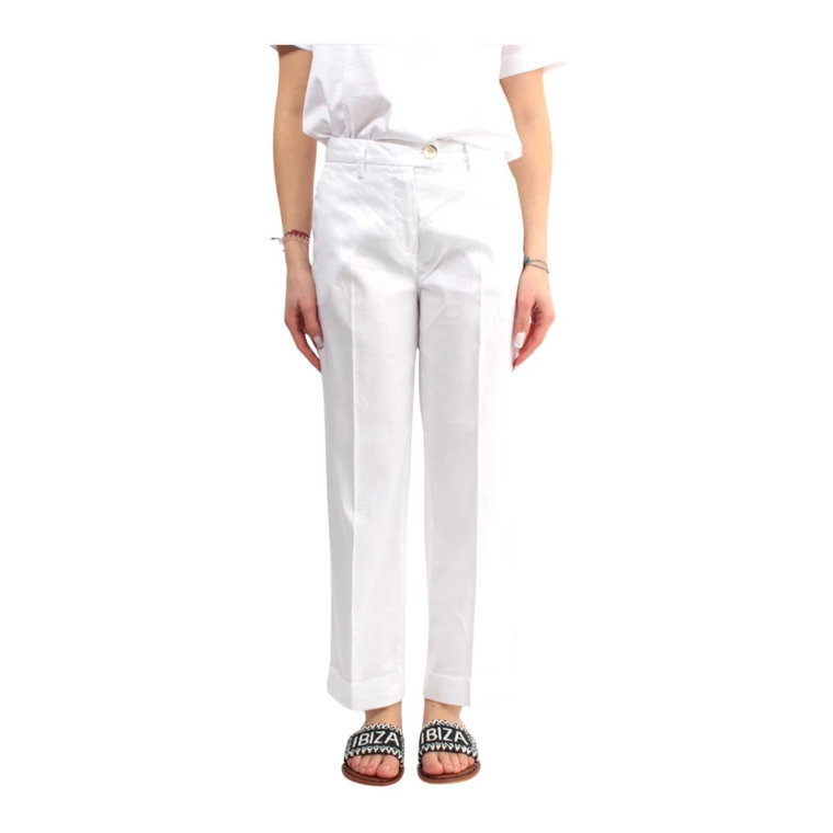 Białe Spodnie z Lnu i Bawełny Re-Hash