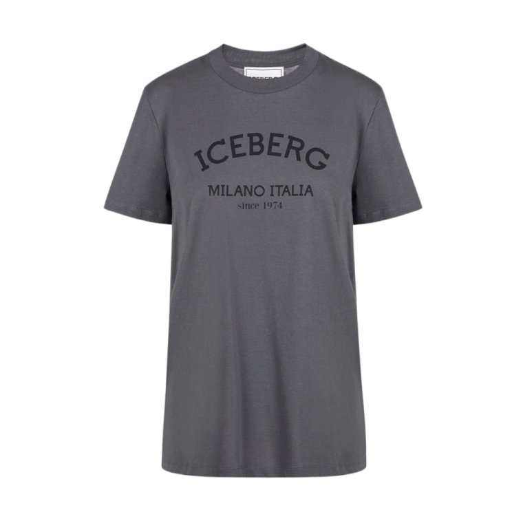 T-shirt w regularnym kroju z bawełnianej dzianiny Iceberg