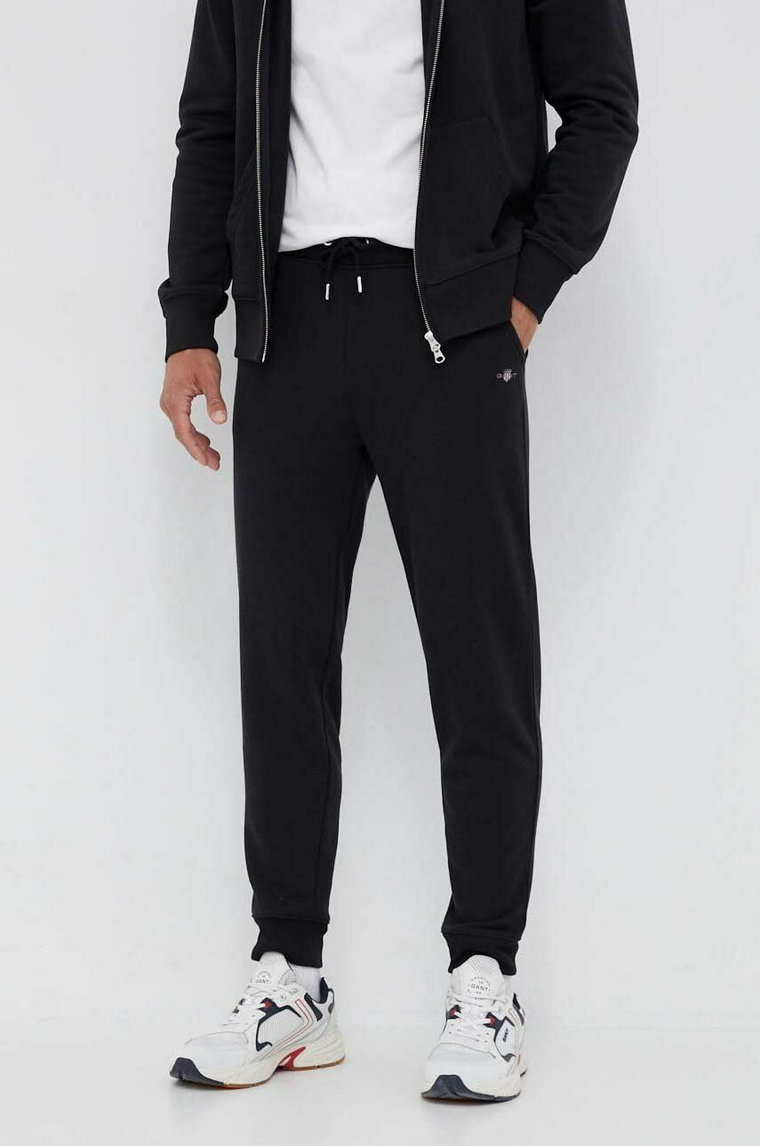 Gant spodnie dresowe kolor czarny melanżowe