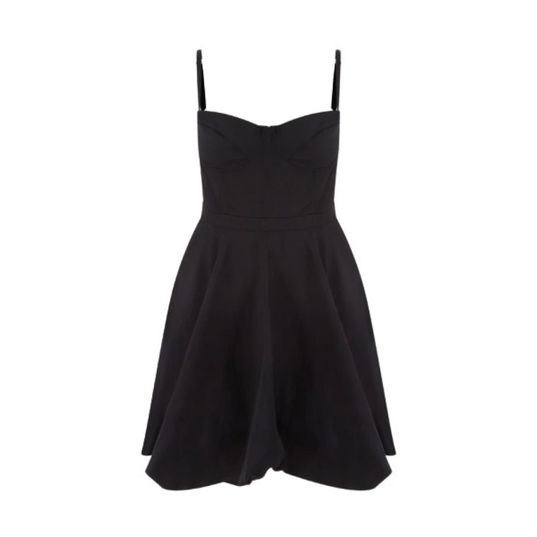 Czarna mini sukienka bez ramiączek z balonową spódnicą Del Core