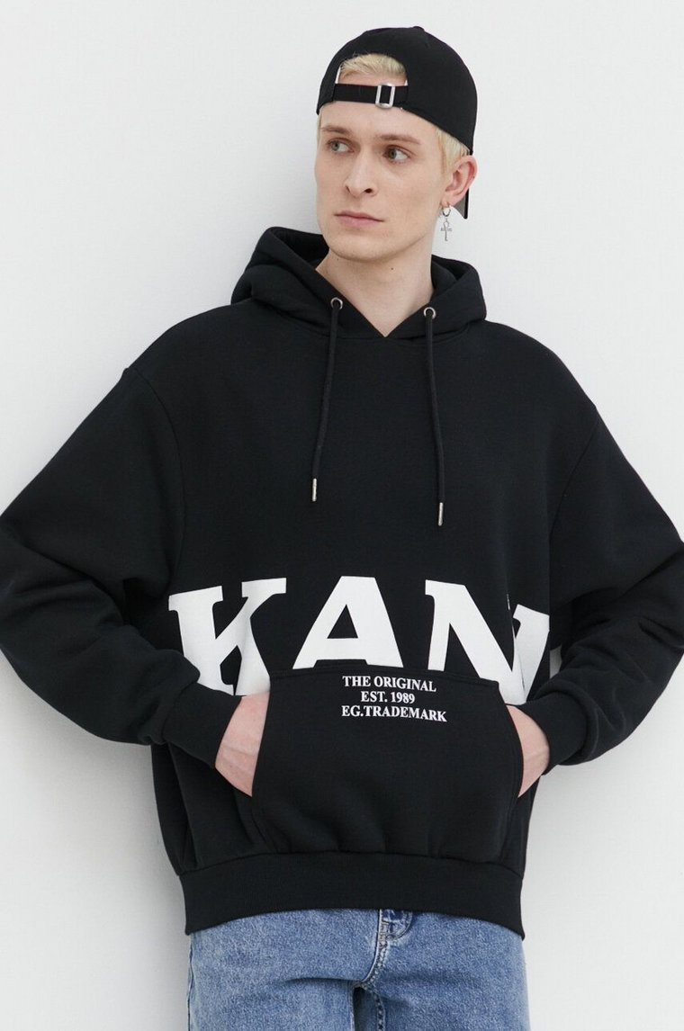 Karl Kani bluza męska kolor czarny z kapturem z nadrukiem