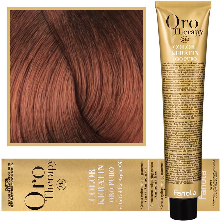 Fanola, Oro Therapy, Color Keratin Oro Puro, 7,4, farba do włosów, 100 ml