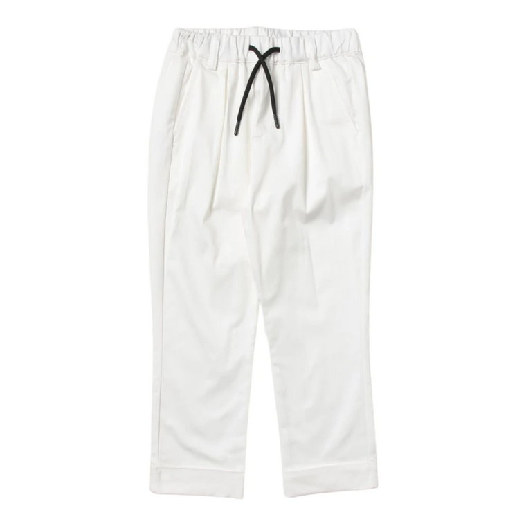 Białe casualowe spodnie z elastycznym pasem i naszywką z logo Msgm