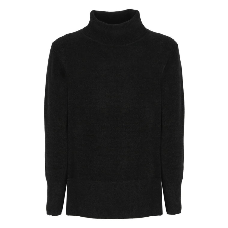 Czarny aksamitny sweter z wysokim kołnierzem RRD