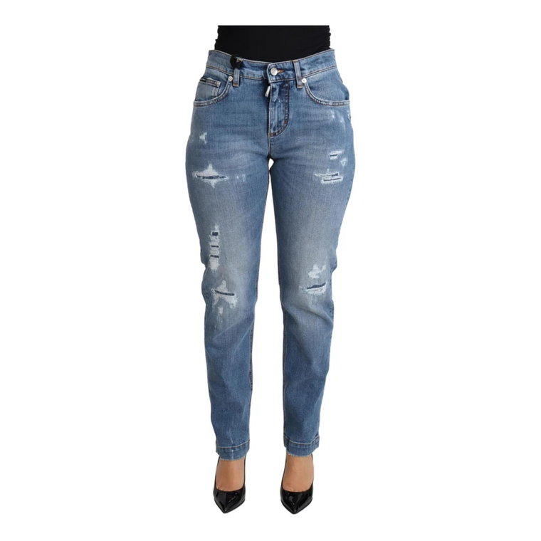 Niebieskie Wysokie Jeansy Skinny Dolce & Gabbana