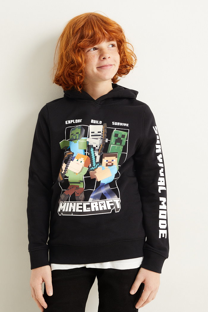C&A Minecraft-bluza z kapturem, Czarny, Rozmiar: 158