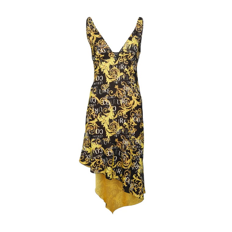 Asymetryczna sukienka z dekoltem w serek i nadrukiem marki Versace Jeans Couture