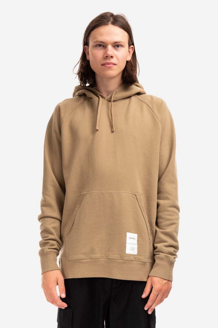 Norse Projects bluza bawełniana Kristian Tab Series Hood męska kolor brązowy z kapturem gładka N20.1294.0966-0966