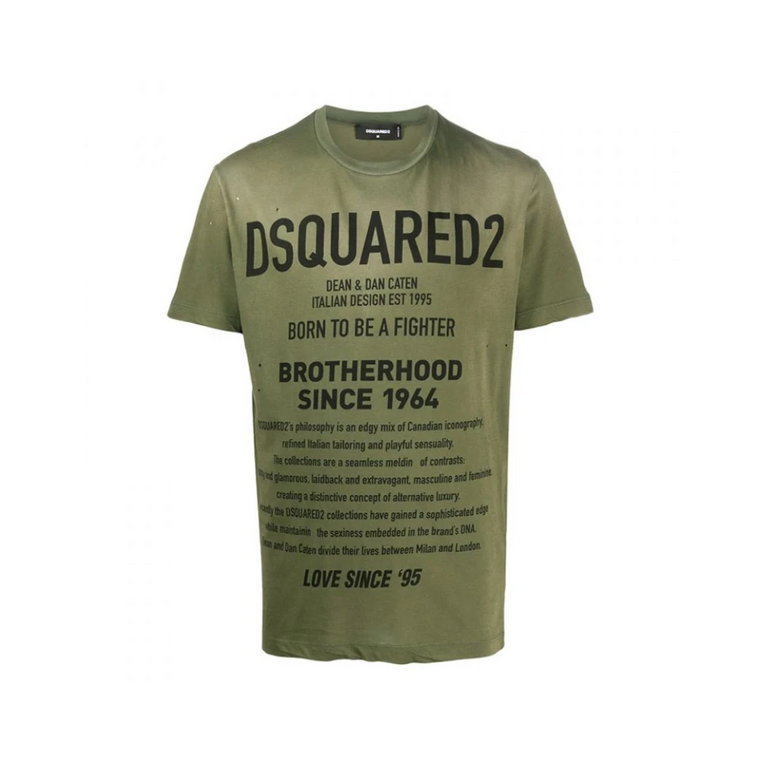Zielona koszulka Dsquared zniszczenia Dsquared2