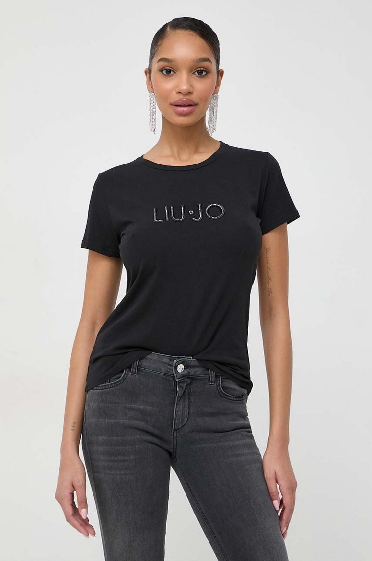 Liu Jo t-shirt damski kolor czarny