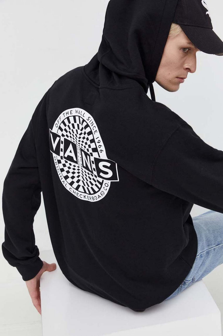 Vans bluza męska kolor czarny z kapturem z nadrukiem