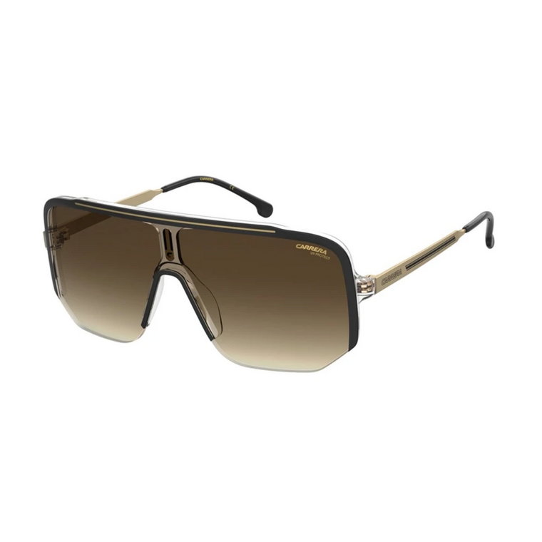Czarne Złote Okulary przeciwsłoneczne z Brązowymi Soczewkami Carrera