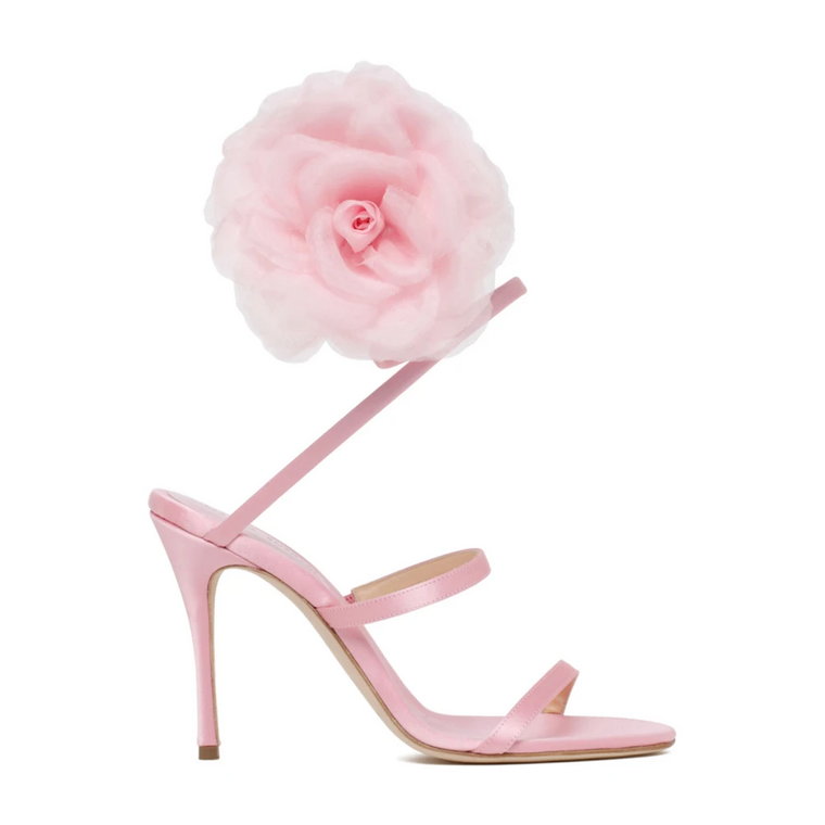 Różowe sandały z kwiatem spiralnym na pięcie Magda Butrym