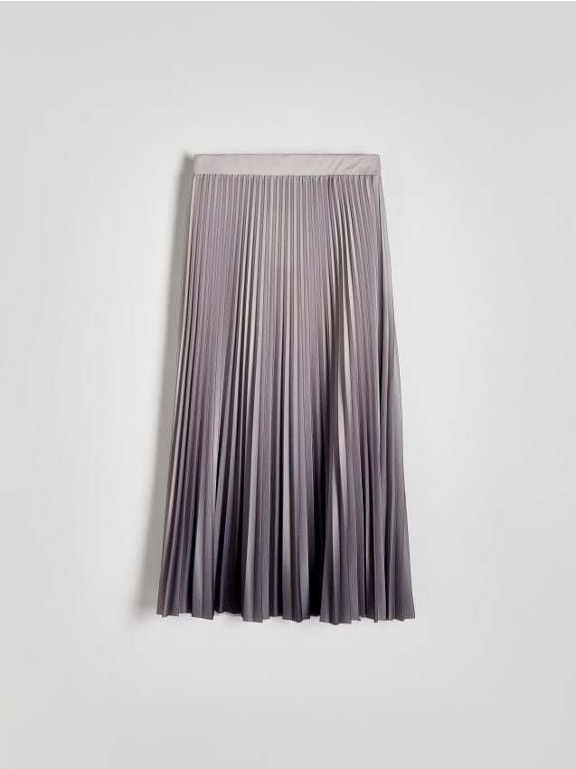 Reserved - Plisowana spódnica midi - jasnozielony