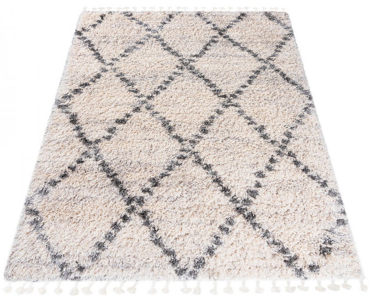 Kremowy dywan włochacz w stylu boho - Nikari 8X