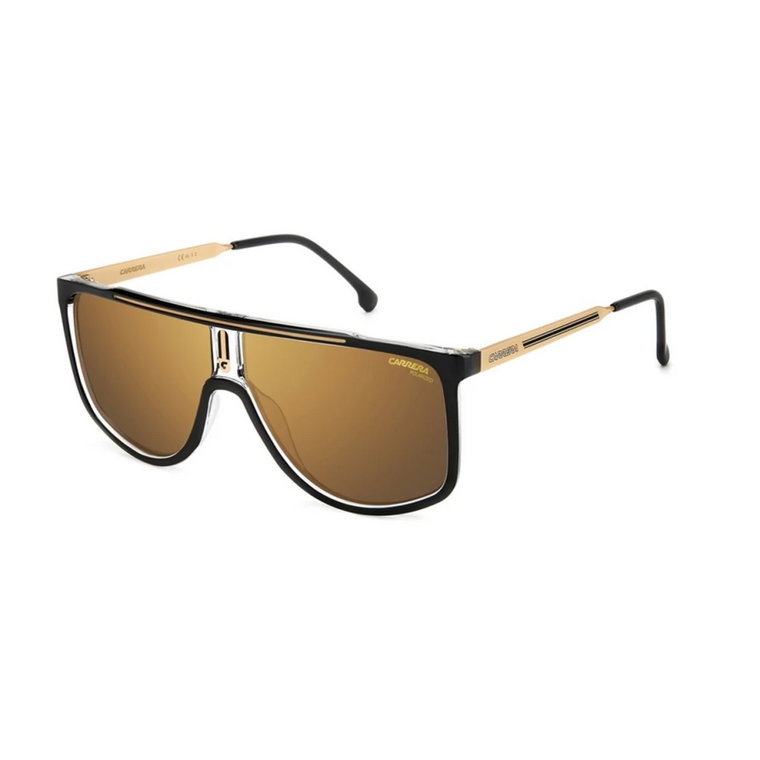 Czarne Złote Okulary przeciwsłoneczne z Złotymi Soczewkami High Contrast Polarized Antireflex Carrera