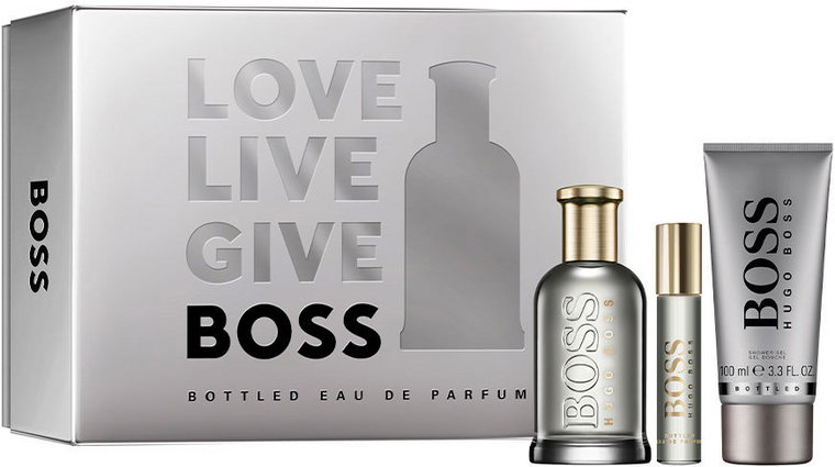 Zestaw Hugo Boss Boss Bottled Woda perfumowana 100 ml + Travel Spray 10 ml + Żel pod prysznic 100 ml (3616303428495). Perfumy męskie