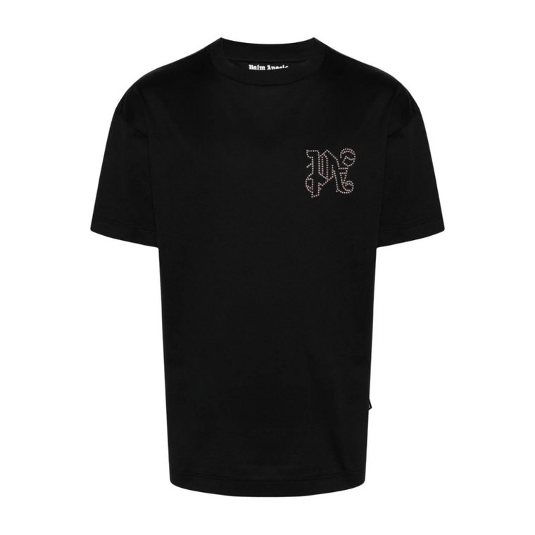 Czarna Koszulka z Logo i Okrągłym Dekoltem Palm Angels
