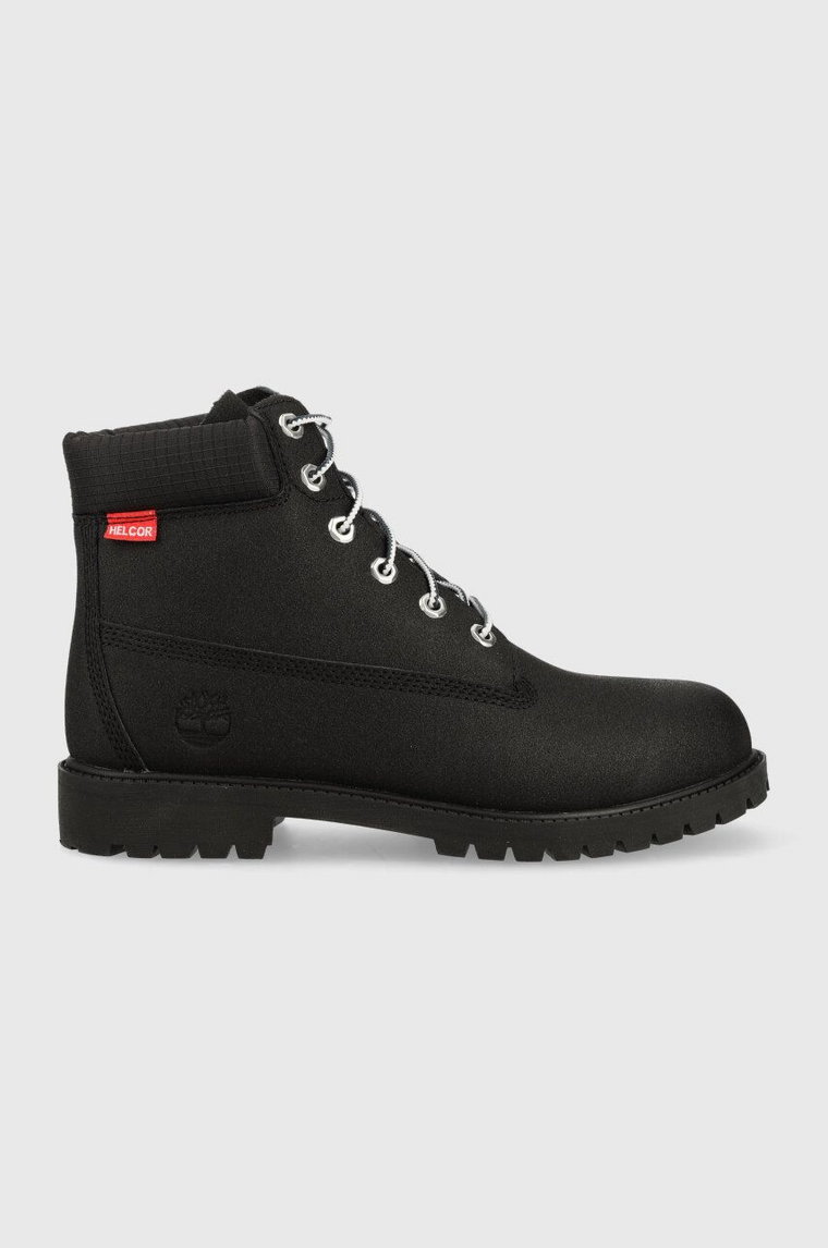 Timberland workery skórzane 0A2FMM premium damskie kolor czarny na płaskim obcasie lekko ocieplone