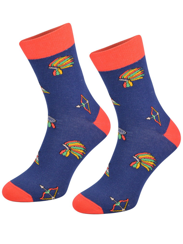 Kolorowe skarpetki Cotton Socks 163, wesołe motywy- Indianin