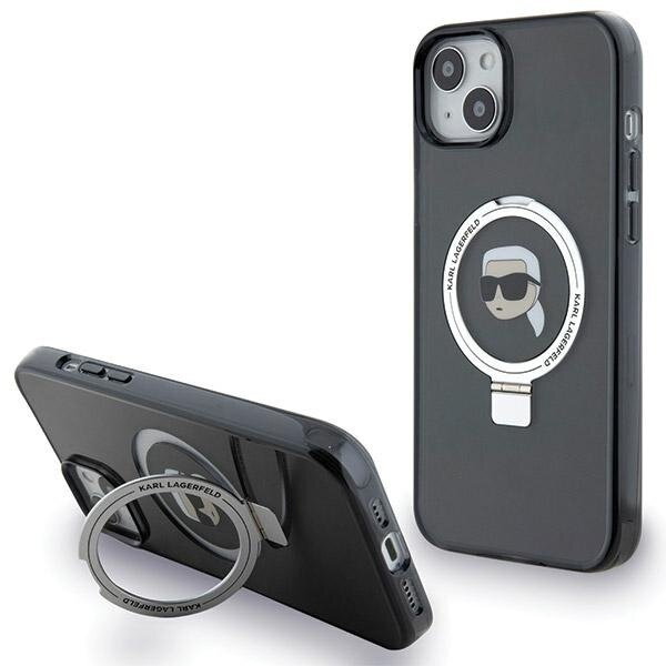 Karl Lagerfeld KLHMP15SHMRSKHK iPhone 15 6.1" czarny/black hardcase Ring Stand Karl Head MagSafe