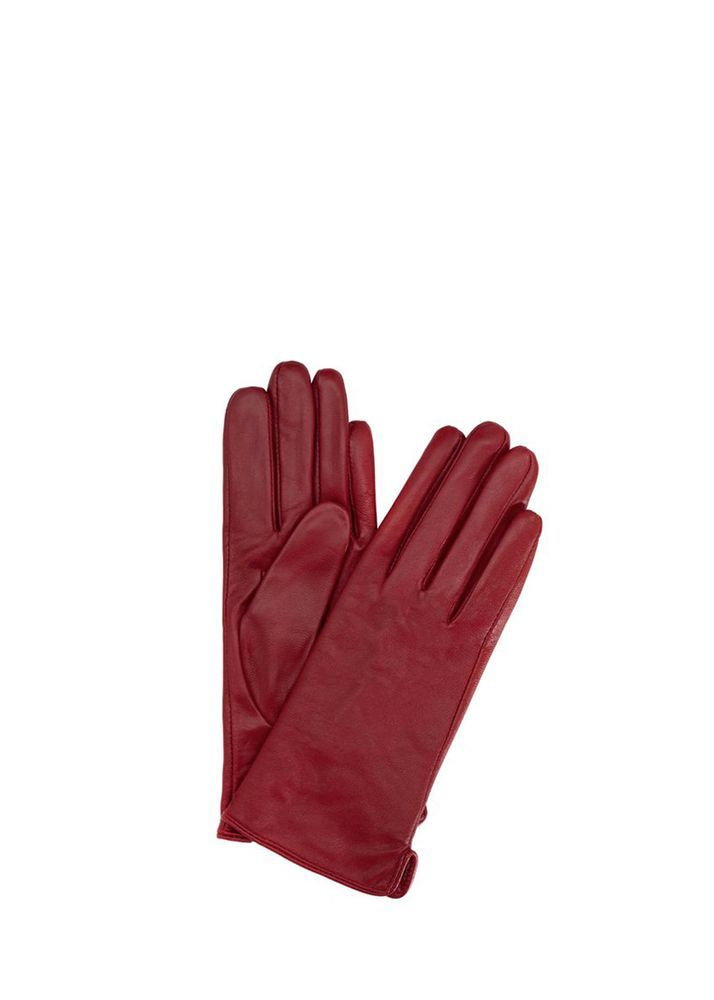 Skórzane czerwone rękawiczki damskie