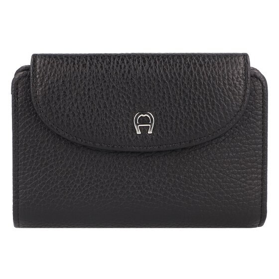 AIGNER Portfel Ochrona RFID Skórzany 14 cm black