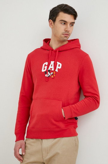 GAP bluza x Disney męska kolor czerwony z kapturem z nadrukiem