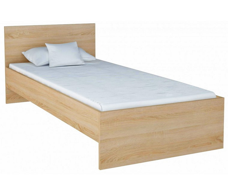 Skandynawskie łóżko ze stelażem dąb sonoma - Lombi 90x200