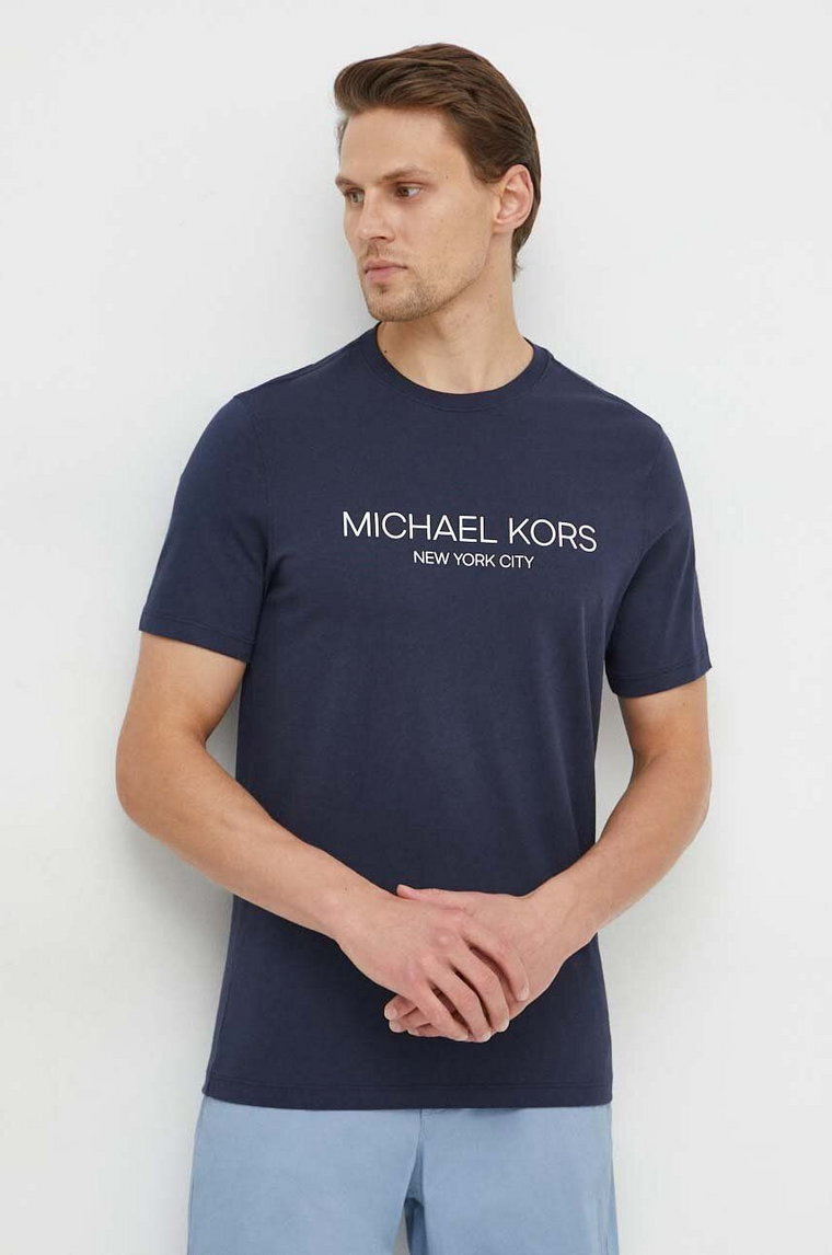 Michael Kors t-shirt bawełniany męski kolor granatowy z nadrukiem