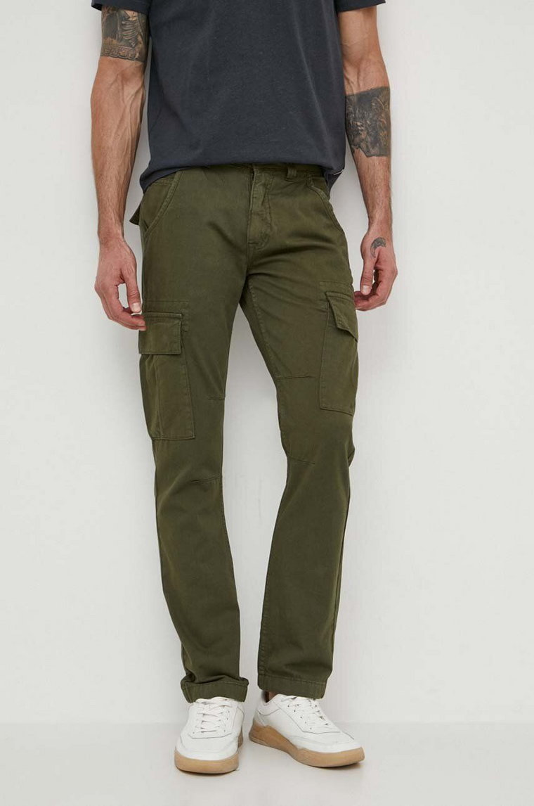 Alpha Industries spodnie bawełniane Agent Pant kolor zielony proste 158205.142