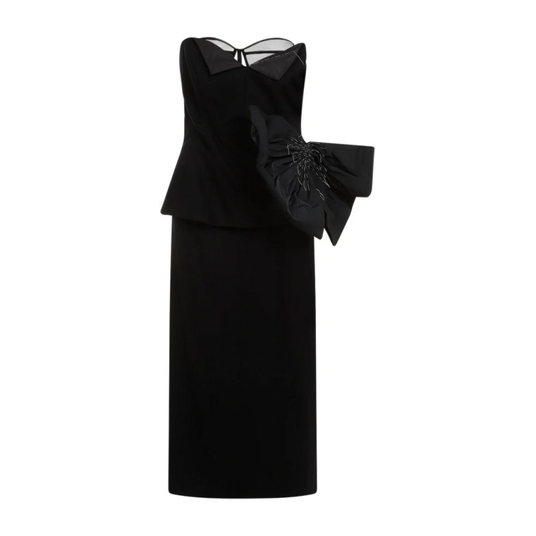 Czarna Sukienka z Wełny Midi Maison Margiela