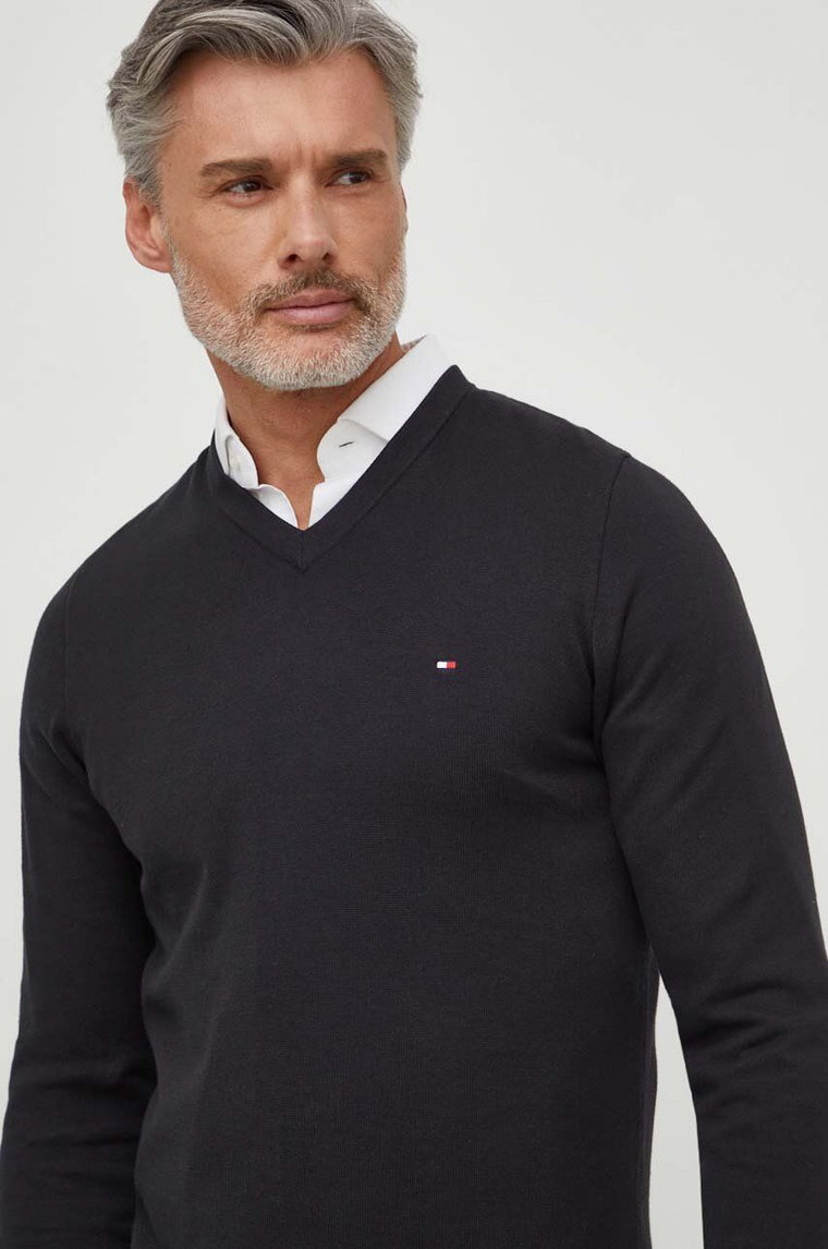 Tommy Hilfiger sweter bawełniany kolor czarny lekki MW0MW32022