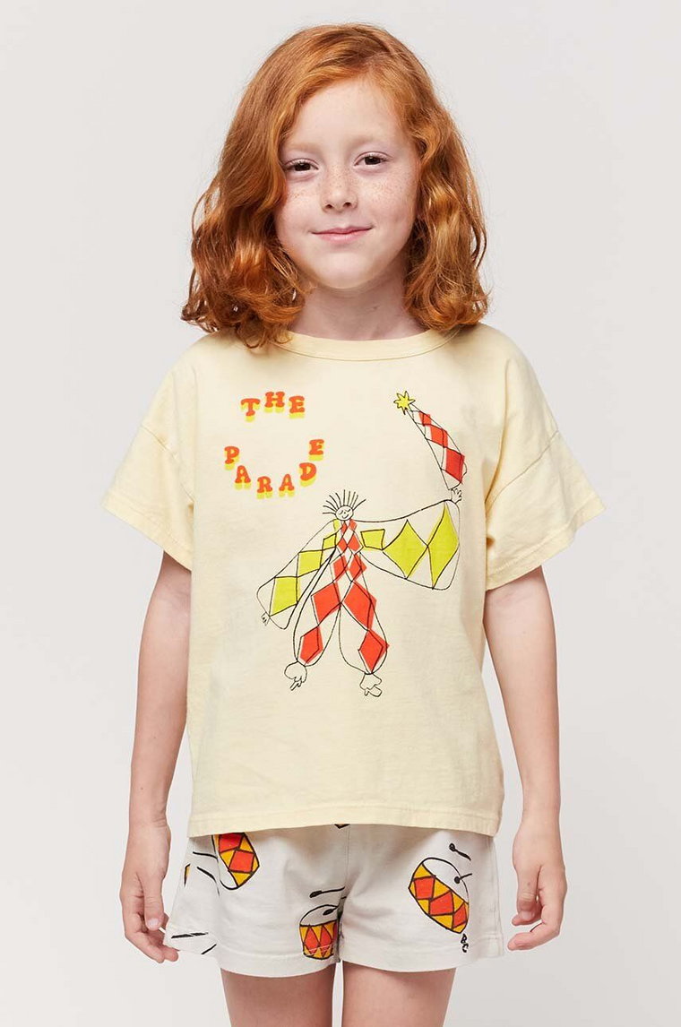 Bobo Choses t-shirt bawełniany dziecięcy kolor żółty z nadrukiem